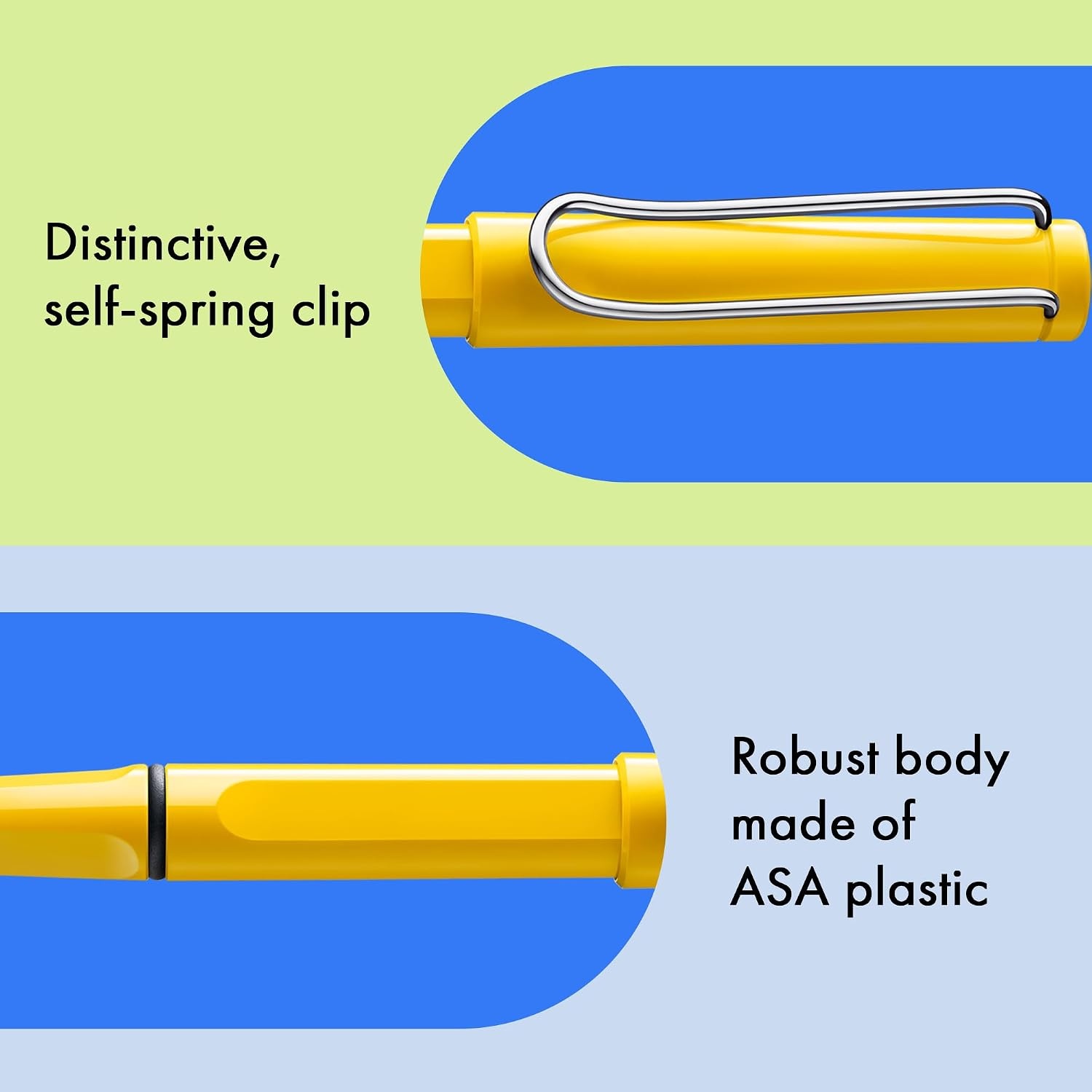 image:imageLamy safari yellow Rollerball Pen with ergonomic grip amp line width M for pleasant long writing made of robust ASA plastic including rollerball refill M 63 in blueyellow