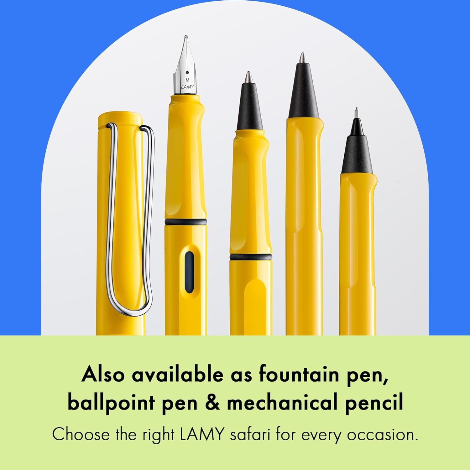 image:imageLamy safari yellow Rollerball Pen with ergonomic grip amp line width M for pleasant long writing made of robust ASA plastic including rollerball refill M 63 in blueyellow