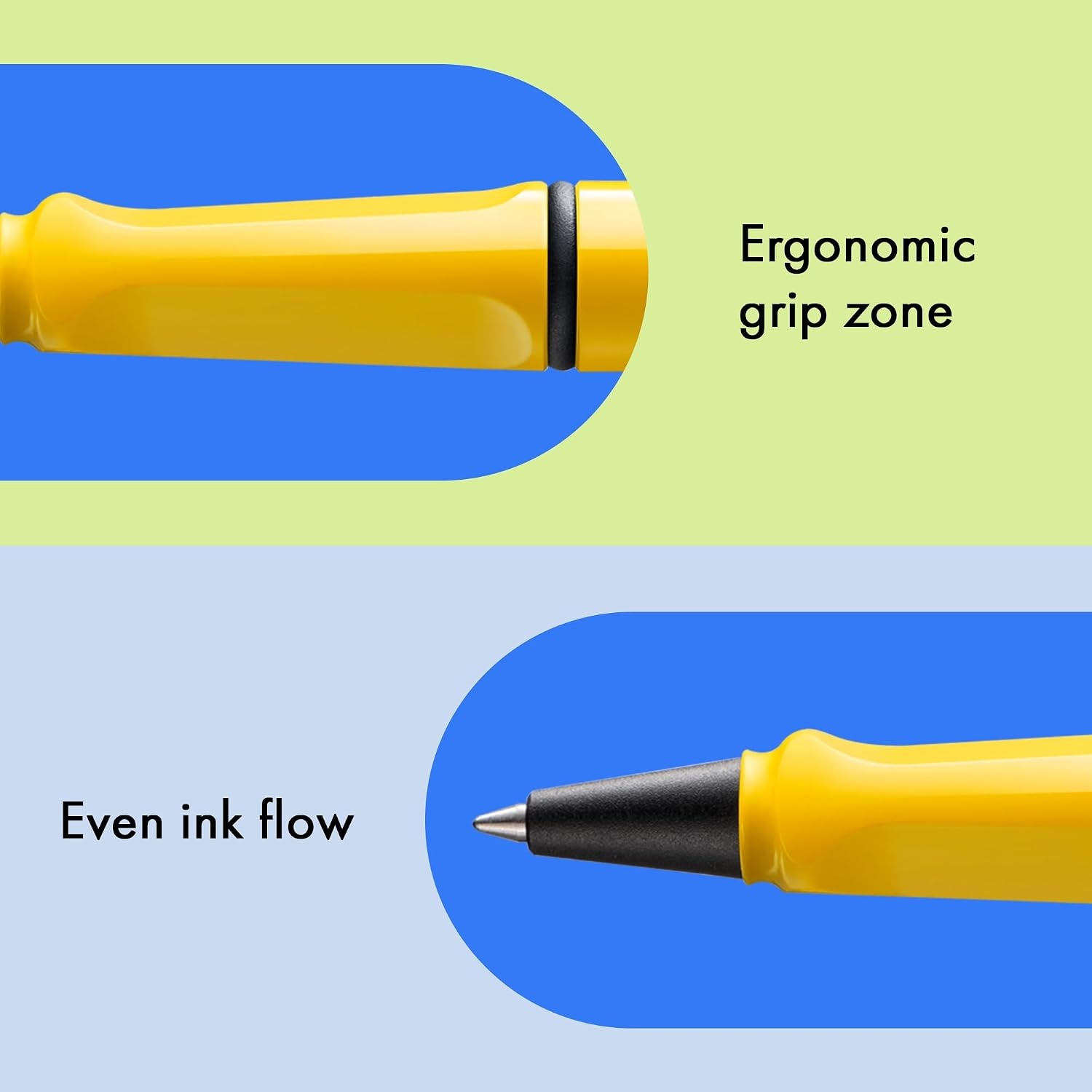 image:imageLamy safari yellow Rollerball Pen with ergonomic grip amp line width M for pleasant long writing made of robust ASA plastic including rollerball refill M 63 in blueyellow