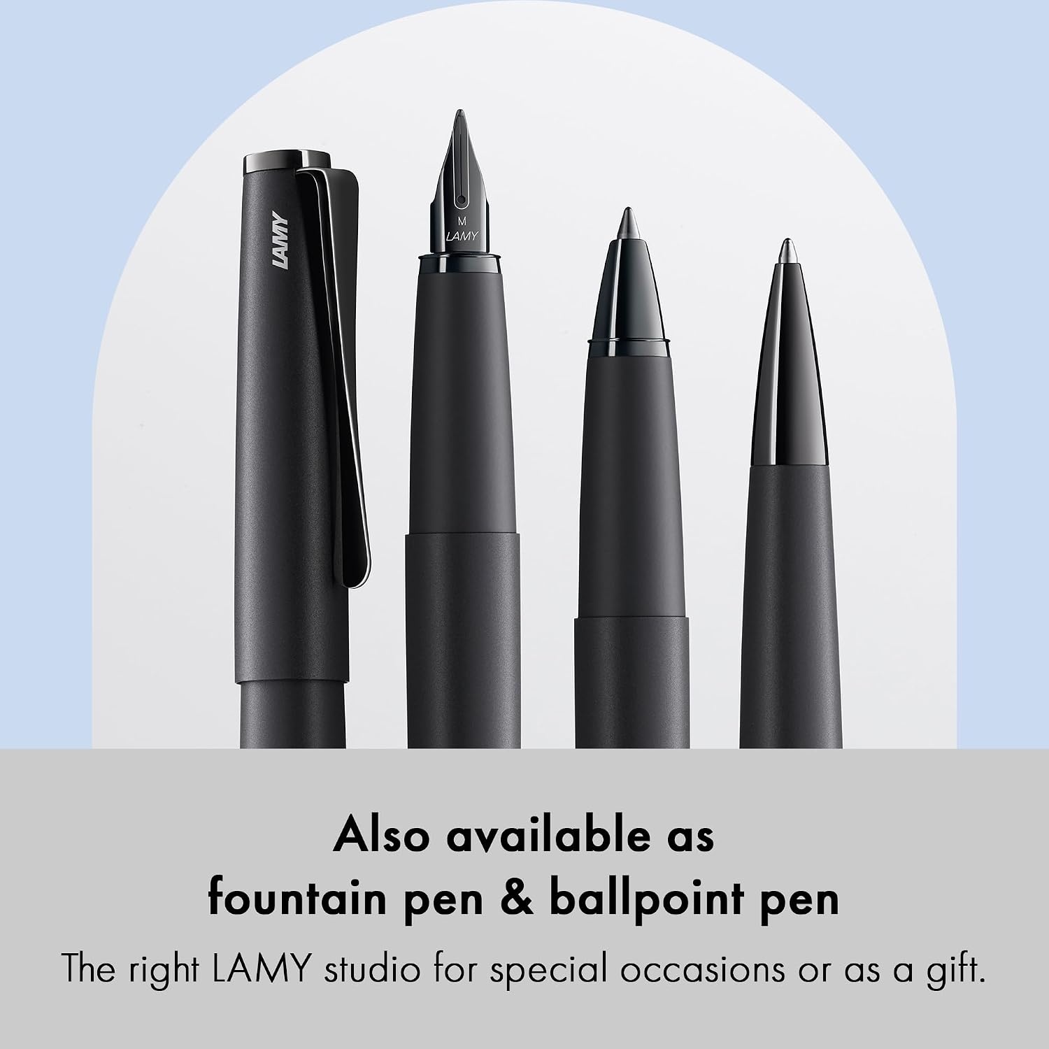 image:imageLamy studio brushed rollerball pen in elegant metal barrel with propellershaped clip amp in line width M M 63 rollerball refill in blacklxallblack