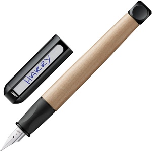 image:imageLAMY abc blue  childfriendly Fountain Pen for writing beginners with ergonomic grip amp polished steel nib in size A  robust maple wood  including LAMY T 10 blue ink cartridge  RightHandedBlack