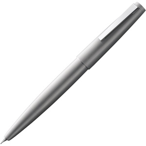 image:imageLamy 2000 silver  elegant fountain pen in a velvety matt polished stainless steel barrel  14 ct gold nib partially platinumplated  nib size OBB
