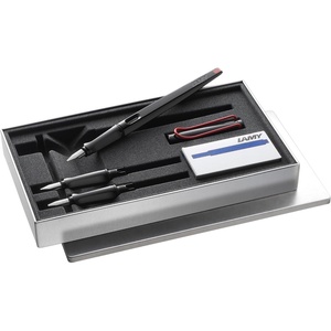 image:imageLamy joy black calligraphy fountain pen set  fountain pen with 3 different nibs 111519 mm  calligraphy pen with ribbon nib amp ergonomic grip  incl 5 T 10 blue ink cartridgesBlack