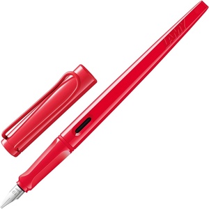 image:imageLamy joy strawberry  calligraphy fountain pen with ergonomic grip amp polished steel nib in line width 15 mm  Calligraphy Fountain Pen with ribbon nib  incl ink cartridge T 10 bluestrawberry