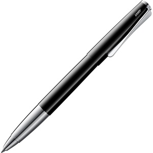 image:imageLamy studio brushed  rollerball pen in elegant metal barrel  with propellershaped clip amp in line width M M 63 rollerball refill in blackpianoblack