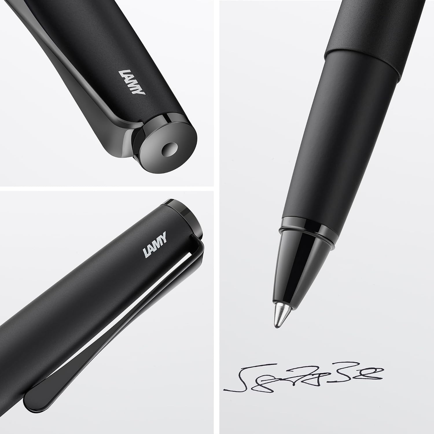 image:imageLamy studio Palladium rollerball pen in elegant metal barrel with propellershaped clip amp in line width M M 63 rollerball refill in blacklxallblack