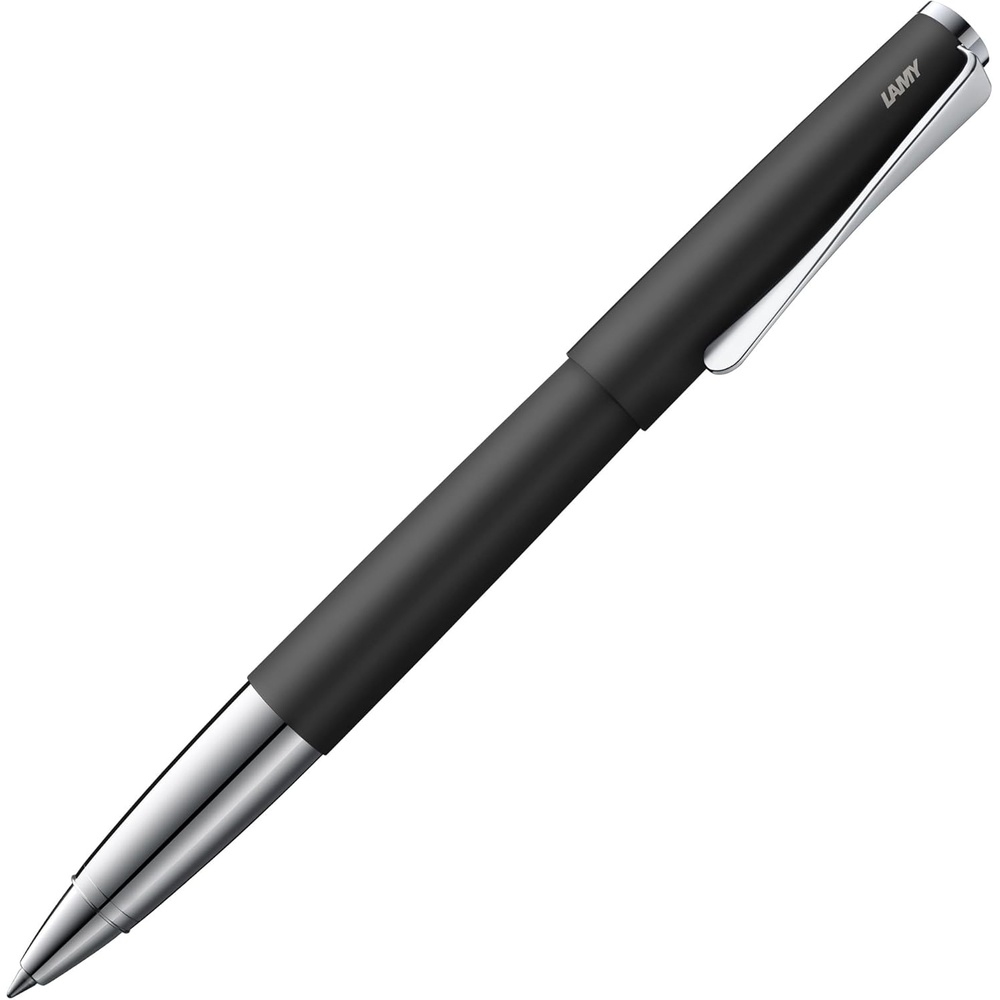 image:imageLamy studio Palladium rollerball pen in elegant metal barrel with propellershaped clip amp in line width M M 63 rollerball refill in blackblack